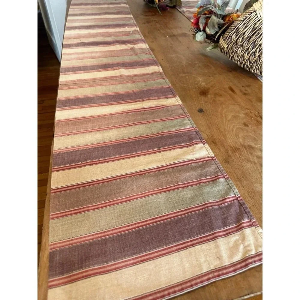 78” Neutral Striped Curtain / Table runners